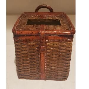 Rare Ceramic Fishing Creel Basket Tissue Box